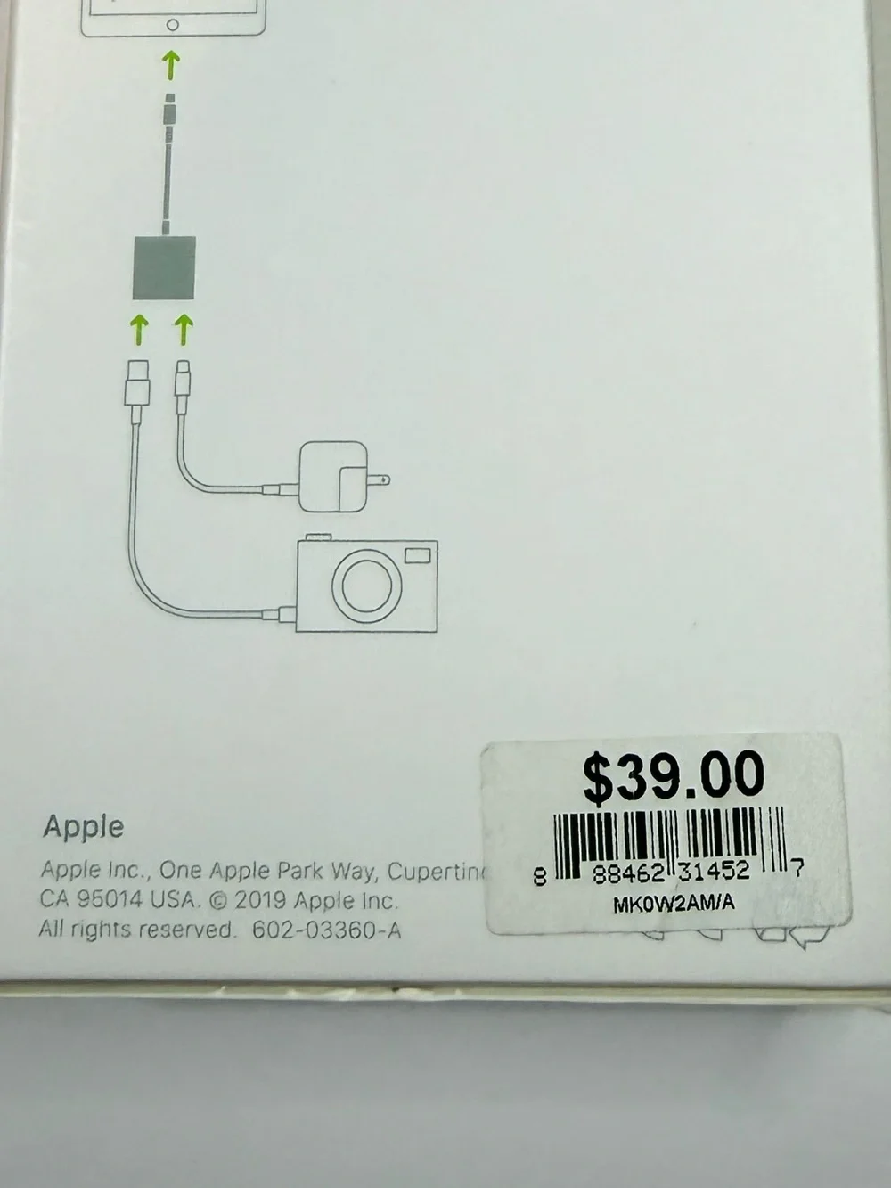 Apple White Lightning to USB Camera Adapter with USB Port